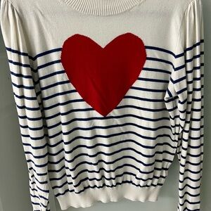 J. Crew Factory Red Heart Striped Sweater